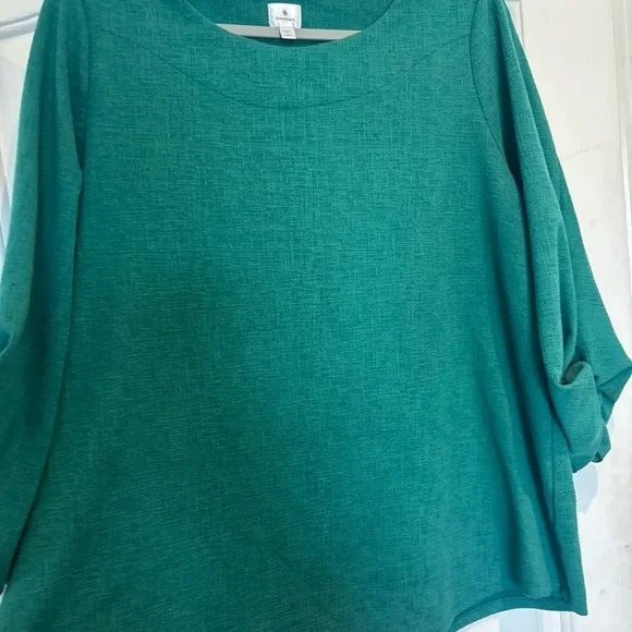 dressbarn Teal Blouse with Shoulder Buttons - Picture 5 of 6